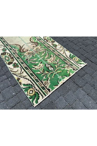 EL DOKUMA ISPARTA HALISI 72X250 ESKİTME YEŞİL YOLLUK %100 YÜN ! - Resim 3