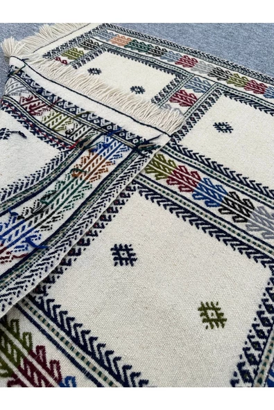 El Dokuma Dekoratif Kilim 90x100 Klasik Dekor %100 Yün Kilim ! - Resim 8