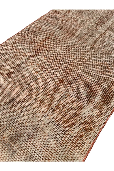 El Dokuma Vintage Yolluk 55x280 Turuncu Eskitme Yün Halı - Resim 8