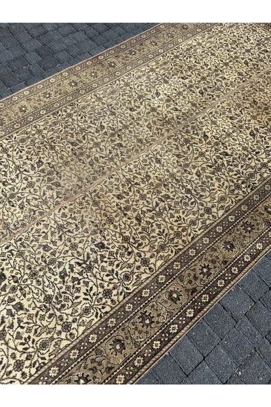 EL DOKUMA BÜNYAN HALISI 140X280 KAHVE KREM ESKİTME İNCE HALI ! - Resim 2