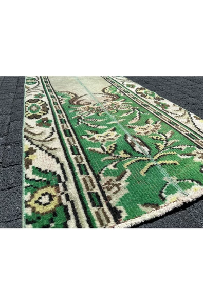 EL DOKUMA ISPARTA HALISI 72X250 ESKİTME YEŞİL YOLLUK %100 YÜN ! - Resim 4