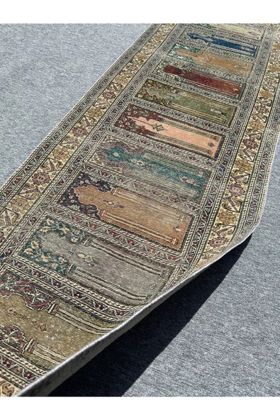 El Dokuma 95x290 Bünyan Halısı Eskitme Ince Yün Paftalı Yolluk ! - Resim 4