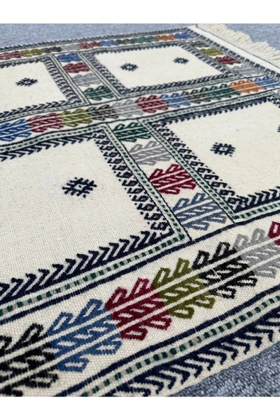 El Dokuma Dekoratif Kilim 90x100 Klasik Dekor %100 Yün Kilim ! - Resim 3