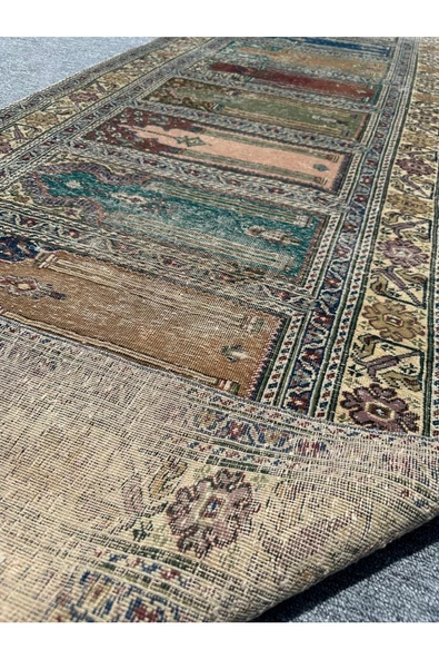 El Dokuma 95x290 Bünyan Halısı Eskitme Ince Yün Paftalı Yolluk ! - Resim 5