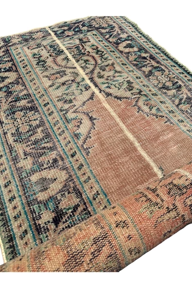 Patchwork Eskitme Halı 90x280 Turuncu %100 Yün Vintage Yolluk - 5