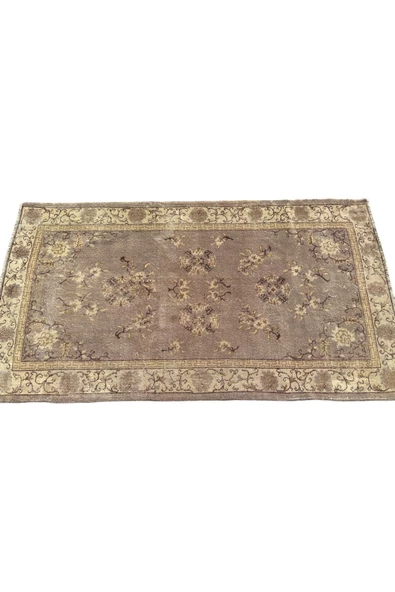 EL DOKUMA ESKİTME HALI 115X220 BEJ VİZON VINTAGE OTURMA ODASI HALISI - Resim 4