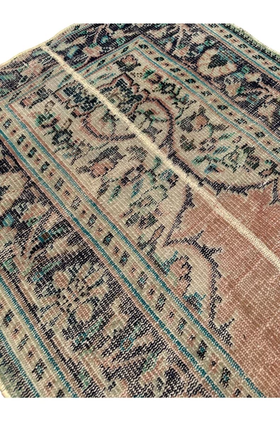 Patchwork Eskitme Halı 90x280 Turuncu %100 Yün Vintage Yolluk - 4