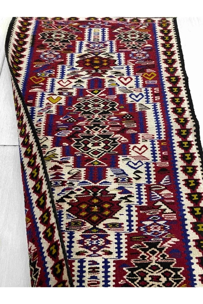 El Dokuma Iran Kilimi 65x115 Kırmızı %100 Yün Küçük Kilim ! - 5