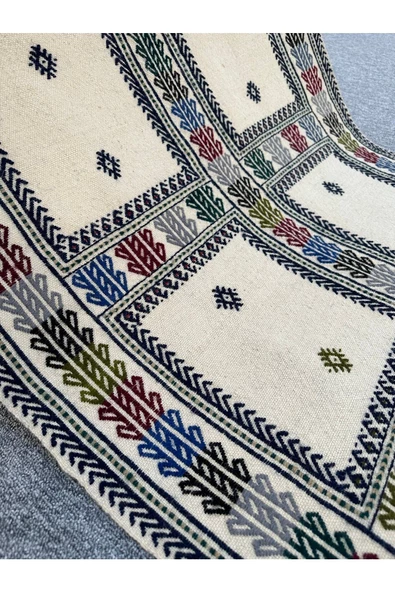El Dokuma Dekoratif Kilim 90x100 Klasik Dekor %100 Yün Kilim ! - Resim 6