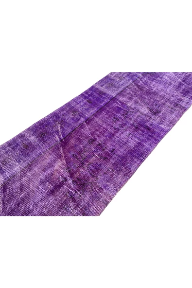 EL DOKUMA MOR HALI 62X244 DEKORATİF %100 YÜN YOLLUK - Resim 5