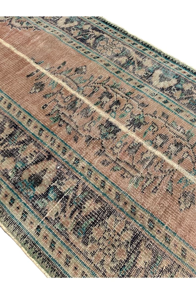 Patchwork Eskitme Halı 90x280 Turuncu %100 Yün Vintage Yolluk - 3