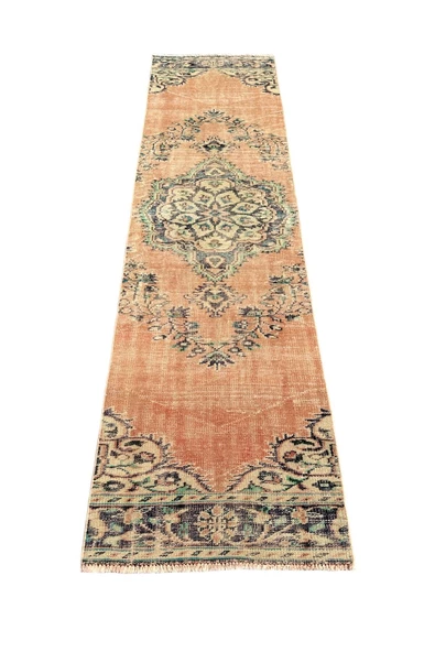 El Dokuma Eskitme Halı 80x290 Turuncu Vintage Yolluk %100 Yün ürün görseli