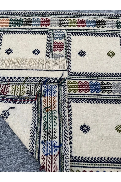 El Dokuma Dekoratif Kilim 90x100 Klasik Dekor %100 Yün Kilim ! - Resim 7