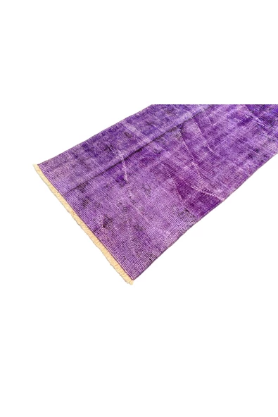 EL DOKUMA MOR HALI 62X244 DEKORATİF %100 YÜN YOLLUK - Resim 4