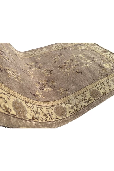 EL DOKUMA ESKİTME HALI 115X220 BEJ VİZON VINTAGE OTURMA ODASI HALISI - Resim 7