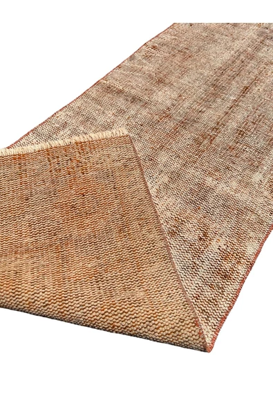 El Dokuma Vintage Yolluk 55x280 Turuncu Eskitme Yün Halı - Resim 3