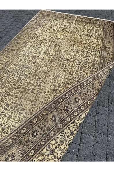 EL DOKUMA BÜNYAN HALISI 140X280 KAHVE KREM ESKİTME İNCE HALI ! - Resim 4