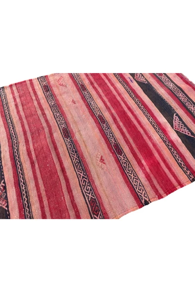 EL DOKUMA YÜN KİLİM 85X105 KIRMIZI %100 KÖK BOYA KİLİM - Resim 5