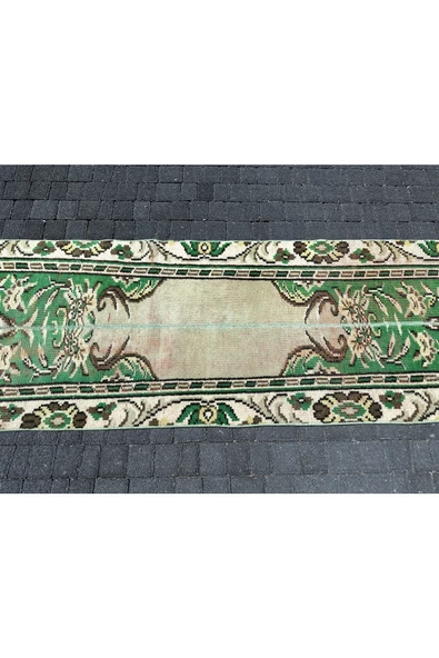 EL DOKUMA ISPARTA HALISI 72X250 ESKİTME YEŞİL YOLLUK %100 YÜN ! - Resim 7