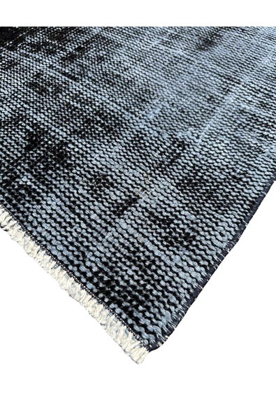 El Dokuma Vintage Yolluk 58x285 Düz Renk Mavi Yün Halı - 2