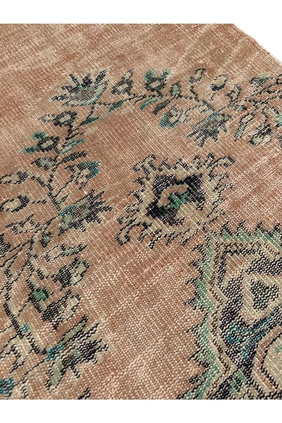 El Dokuma Eskitme Halı 80x290 Turuncu Vintage Yolluk %100 Yün - Resim 3