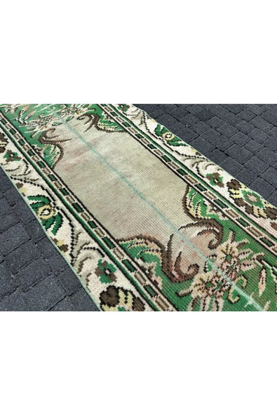 EL DOKUMA ISPARTA HALISI 72X250 ESKİTME YEŞİL YOLLUK %100 YÜN ! - Resim 6