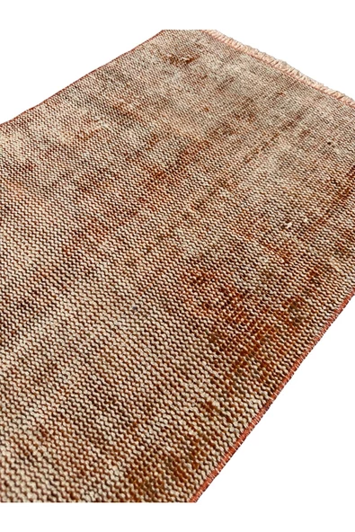 El Dokuma Vintage Yolluk 55x280 Turuncu Eskitme Yün Halı - Resim 6