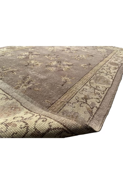 EL DOKUMA ESKİTME HALI 115X220 BEJ VİZON VINTAGE OTURMA ODASI HALISI - Resim 5