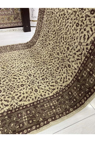 El Dokuma Yün Isparta Halısı 117x200 Eskitme Krem Vintage Halı - Resim 5