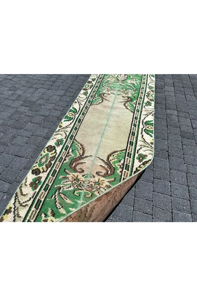 EL DOKUMA ISPARTA HALISI 72X250 ESKİTME YEŞİL YOLLUK %100 YÜN ! - Resim 5