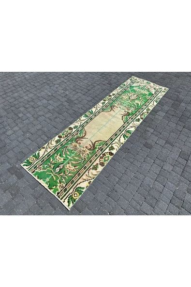 EL DOKUMA ISPARTA HALISI 72X250 ESKİTME YEŞİL YOLLUK %100 YÜN ! - Resim 2