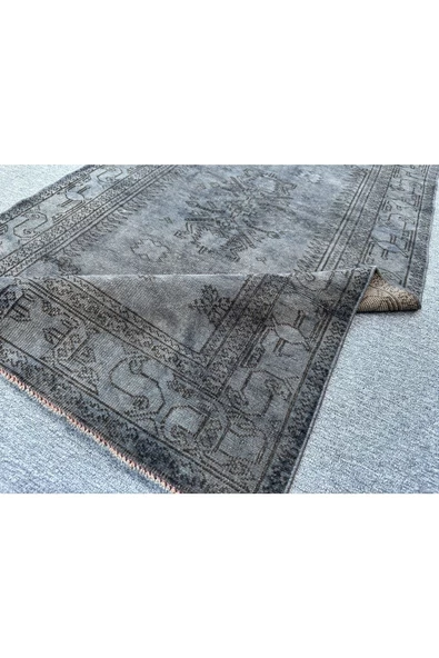 EL DOKUMA 95X165 ESKİTME VINTAGE %100 YÜN MAVİ HALI ! - 5