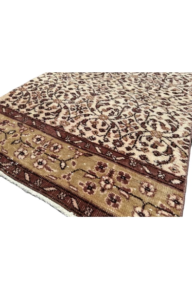 EL DOKUMA ESKİTME YOLLUK 80X260 KREM KAHVE VINTAGE HALI ! - Resim 2