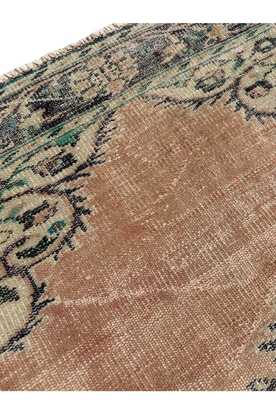 El Dokuma Eskitme Halı 80x290 Turuncu Vintage Yolluk %100 Yün - Resim 4