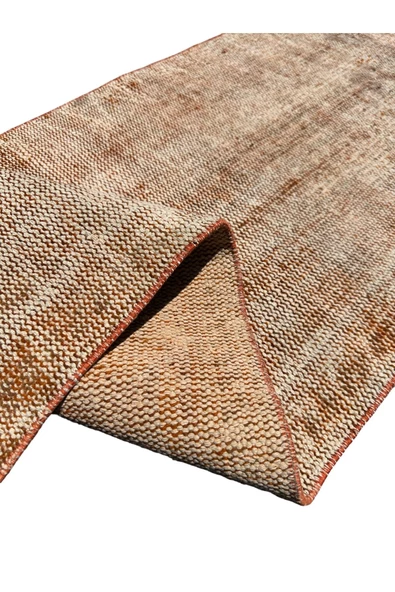El Dokuma Vintage Yolluk 55x280 Turuncu Eskitme Yün Halı - Resim 4