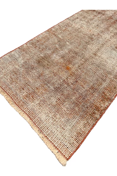 El Dokuma Vintage Yolluk 55x280 Turuncu Eskitme Yün Halı - Resim 2