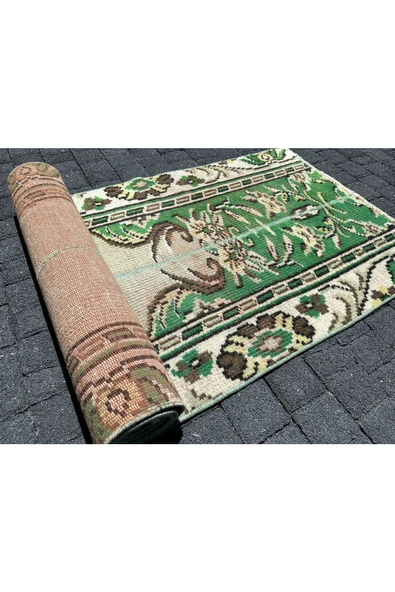 EL DOKUMA ISPARTA HALISI 72X250 ESKİTME YEŞİL YOLLUK %100 YÜN ! - Resim 8