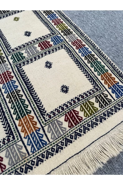 El Dokuma Dekoratif Kilim 90x100 Klasik Dekor %100 Yün Kilim ! - Resim 4