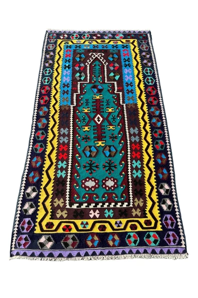 El Dokuma Kilim Seccade 100x190 Renkli Mor %100 Yün Kilim