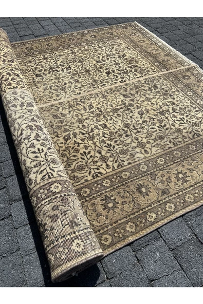 EL DOKUMA BÜNYAN HALISI 140X280 KAHVE KREM ESKİTME İNCE HALI ! - Resim 8