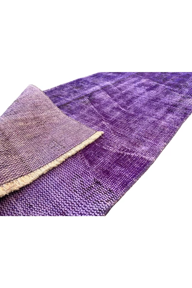 EL DOKUMA MOR HALI 62X244 DEKORATİF %100 YÜN YOLLUK - Resim 8