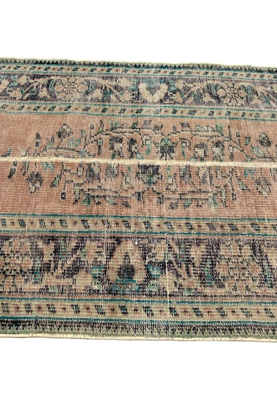 Patchwork Eskitme Halı 90x280 Turuncu %100 Yün Vintage Yolluk - 6