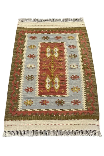 El Dokuması Kök Boya Dekoratif 85x120 Yeşil Turkuaz Kiremit Yün Kilim ürün görseli