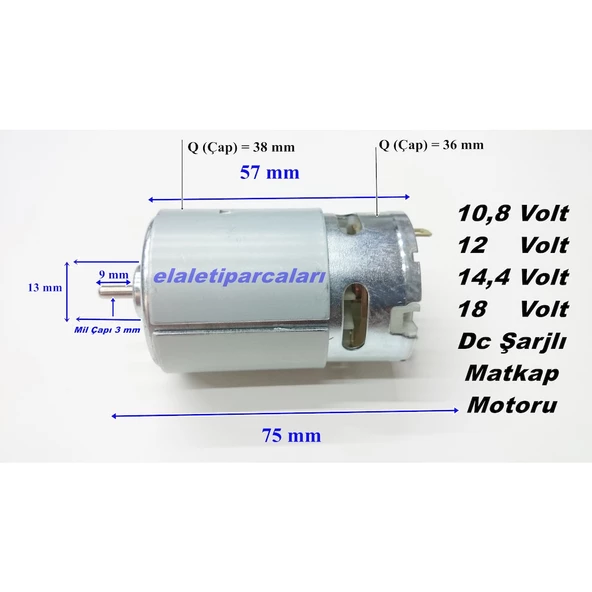 10,8 /12/14,4 /18 Volt Şarjlı Matkap Motoru Bosch Uyumlu Makita Dewalt