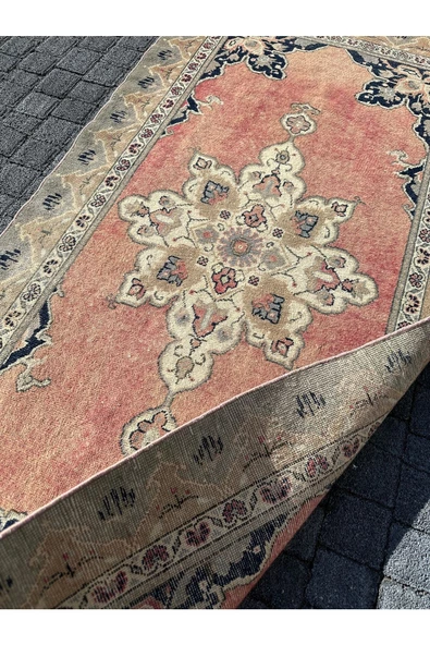 El Dokuma Eskitme Bünyan Halısı 94x200 Pastel Renk %100 Yün Kırmızı Yolluk - Resim 7