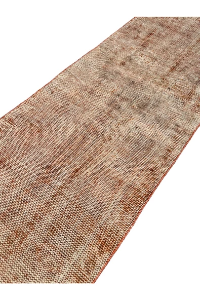 El Dokuma Vintage Yolluk 55x280 Turuncu Eskitme Yün Halı - Resim 7
