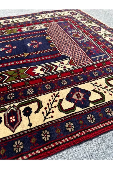 El Dokuma Seccade 120x210 Lacivert %100 Yün Büyük Namazlık - 7