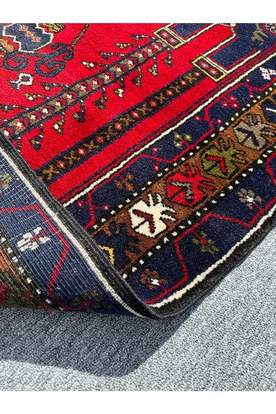 EL DOKUMA YAHYALI HALISI SECCADE 105X190 KÖK BOYA YÜN NAMAZLIK - 6