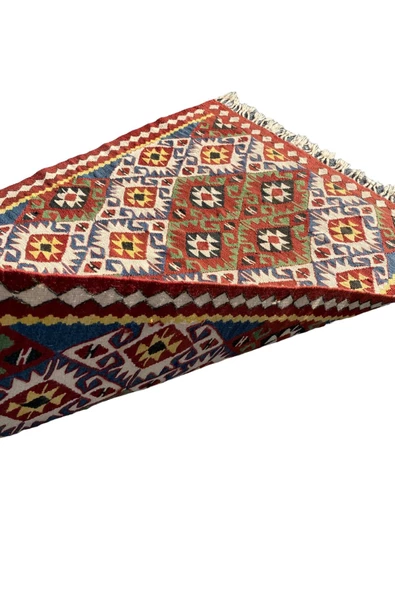 El Dokuma Kök Boya Kilim 83x120 Renkli %100 Yün Küçük Kilim - 7