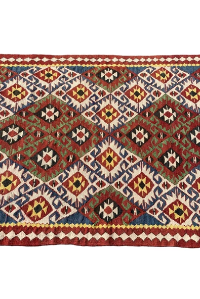 El Dokuma Kök Boya Kilim 83x120 Renkli %100 Yün Küçük Kilim - 4